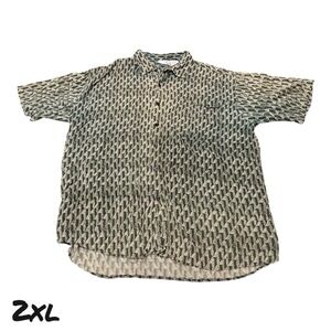 VTG 90s Button Down Short Sleeve Shirt Geometric Pattern 2XL Basic Editions
